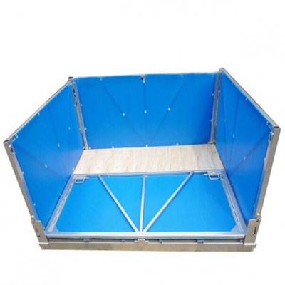 Collapsible and stackable steel storage pallet bin